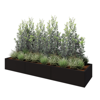 Stalen plantenbak XXL - Rechthoek - 300 x 80 x 40 cm - RAL9005 mat (zwart) - Zonder bodemplaat