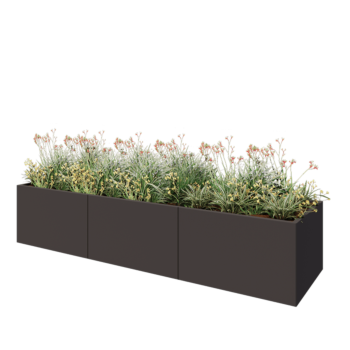 Stalen plantenbak XXL - Rechthoek - 300 x 80 x 60 cm - RAL7016 mat (antraciet grijs) - Met bodemplaat