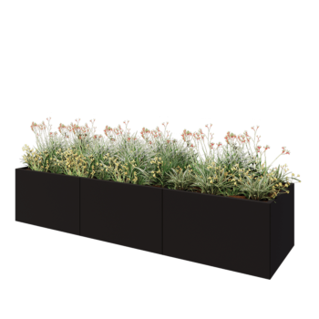 Stalen plantenbak XXL - Rechthoek - 300 x 80 x 60 cm - RAL9005 mat (zwart) - Met bodemplaat