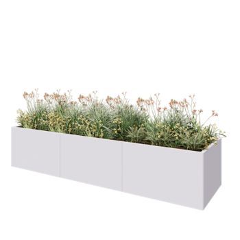 Stalen plantenbak XXL - Rechthoek - 300 x 80 x 60 cm - RAL9010 mat (wit) - Zonder bodemplaat