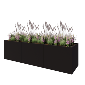 Stalen plantenbak XXL - Rechthoek - 300 x 80 x 80 cm - RAL9005 mat (zwart) - Zonder bodemplaat