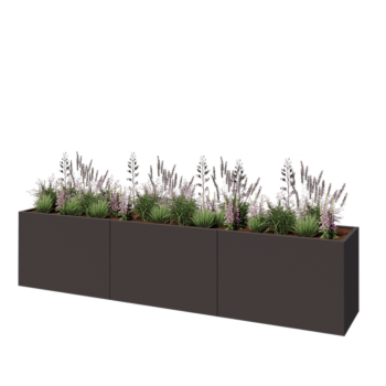 Stalen plantenbak XXL - Rechthoek - 360 x 60 x 80 cm - Andere RAL kleur - Met bodemplaat