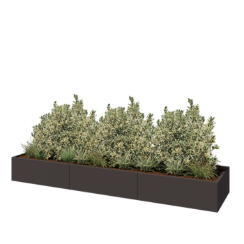 Stalen plantenbak XXL - Rechthoek - 360 x 80 x 40 cm - Andere RAL kleur - Met bodemplaat