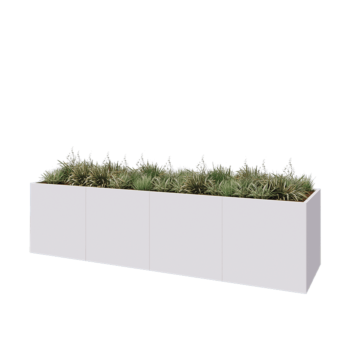 Stalen plantenbak XXL - Rechthoek - 400 x 100 x 100 cm - RAL9010 mat (wit) - Zonder bodemplaat