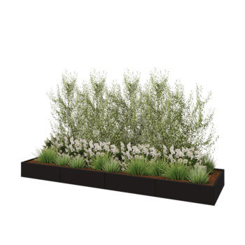 Stalen plantenbak XXL - Rechthoek - 400 x 100 x 30 cm - RAL9005 mat (zwart) - Zonder bodemplaat