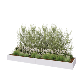 Stalen plantenbak XXL - Rechthoek - 400 x 100 x 30 cm - RAL9010 mat (wit) - Zonder bodemplaat