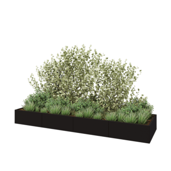 Stalen plantenbak XXL - Rechthoek - 400 x 100 x 40 cm - RAL9005 mat (zwart) - Met bodemplaat