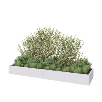 Stalen plantenbak XXL - Rechthoek - 400 x 100 x 40 cm - RAL9010 mat (wit) - Zonder bodemplaat