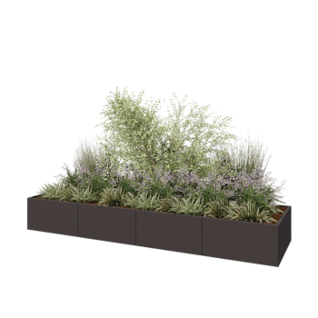 Stalen plantenbak XXL - Rechthoek - 400 x 100 x 50 cm - Andere RAL kleur - Zonder bodemplaat