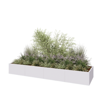 Stalen plantenbak XXL - Rechthoek - 400 x 100 x 50 cm - RAL9010 mat (wit) - Zonder bodemplaat