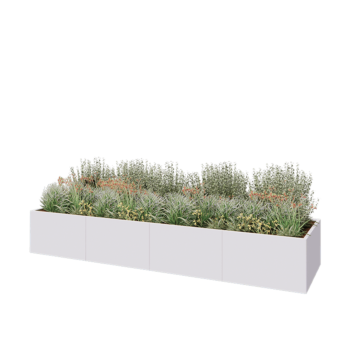 Stalen plantenbak XXL - Rechthoek - 400 x 100 x 60 cm - RAL9010 mat (wit) - Met bodemplaat
