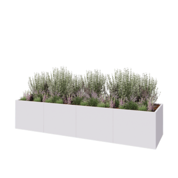 Stalen plantenbak XXL - Rechthoek - 400 x 100 x 80 cm - RAL9010 mat (wit) - Zonder bodemplaat