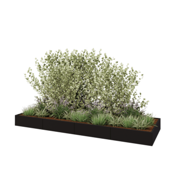 Stalen plantenbak XXL - Rechthoek - 400 x 120 x 30 cm - RAL9005 mat (zwart) - Zonder bodemplaat