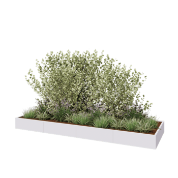 Stalen plantenbak XXL - Rechthoek - 400 x 120 x 30 cm - RAL9010 mat (wit) - Met bodemplaat