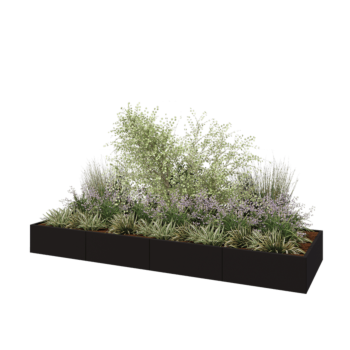 Stalen plantenbak XXL - Rechthoek - 400 x 120 x 40 cm - RAL9005 mat (zwart) - Zonder bodemplaat