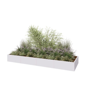 Stalen plantenbak XXL - Rechthoek - 400 x 120 x 40 cm - RAL9010 mat (wit) - Met bodemplaat