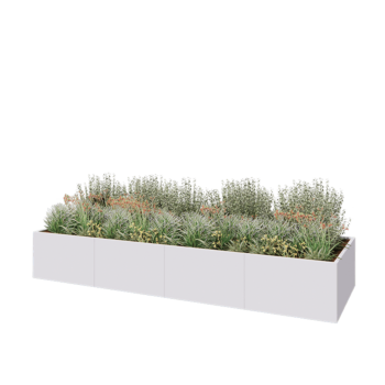 Stalen plantenbak XXL - Rechthoek - 400 x 120 x 60 cm - RAL9010 mat (wit) - Zonder bodemplaat