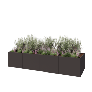 Stalen plantenbak XXL - Rechthoek - 400 x 120 x 80 cm - Andere RAL kleur - Met bodemplaat