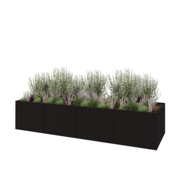 Stalen plantenbak XXL - Rechthoek - 400 x 120 x 80 cm - RAL9010 mat (wit) - Zonder bodemplaat