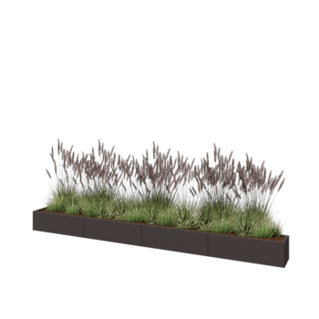 Stalen plantenbak XXL - Rechthoek - 400 x 30 x 30 cm - RAL7016 mat (antraciet grijs) - Met bodemplaat