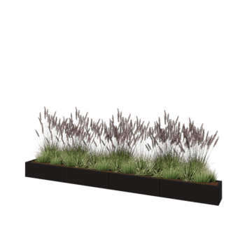 Stalen plantenbak XXL - Rechthoek - 400 x 30 x 30 cm - RAL9005 mat (zwart) - Zonder bodemplaat