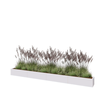 Stalen plantenbak XXL - Rechthoek - 400 x 30 x 30 cm - RAL9010 mat (wit) - Zonder bodemplaat