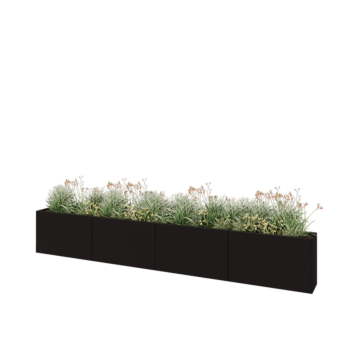 Stalen plantenbak XXL - Rechthoek - 400 x 30 x 60 cm - RAL9005 mat (zwart) - Zonder bodemplaat