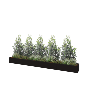 Stalen plantenbak XXL - Rechthoek - 400 x 40 x 30 cm - RAL9005 mat (zwart) - Met bodemplaat