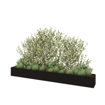 Stalen plantenbak XXL - Rechthoek - 400 x 40 x 40 cm - RAL9005 mat (zwart) - Met bodemplaat