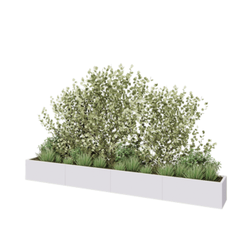 Stalen plantenbak XXL - Rechthoek - 400 x 40 x 40 cm - RAL9010 mat (wit) - Zonder bodemplaat