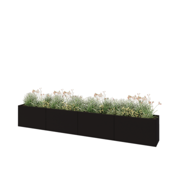 Stalen plantenbak XXL - Rechthoek - 400 x 40 x 60 cm - RAL9005 mat (zwart) - Zonder bodemplaat