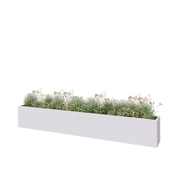 Stalen plantenbak XXL - Rechthoek - 400 x 40 x 60 cm - RAL9010 mat (wit) - Zonder bodemplaat