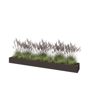 Stalen plantenbak XXL - Rechthoek - 400 x 50 x 30 cm - Andere RAL kleur - Met bodemplaat