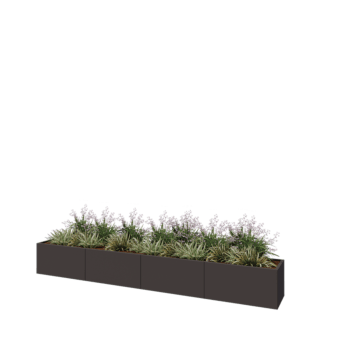 Stalen plantenbak XXL - Rechthoek - 400 x 50 x 50 cm - RAL7016 mat (antraciet grijs) - Zonder bodemplaat