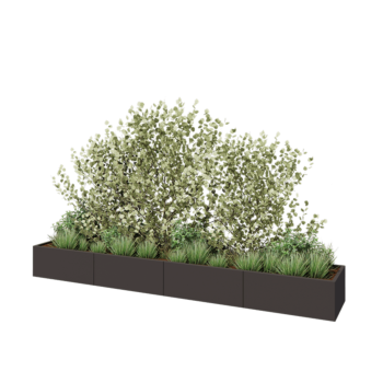 Stalen plantenbak XXL - Rechthoek - 400 x 60 x 40 cm - Andere RAL kleur - Met bodemplaat