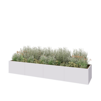 Stalen plantenbak XXL - Rechthoek - 400 x 80 x 60 cm - RAL9010 mat (wit) - Zonder bodemplaat