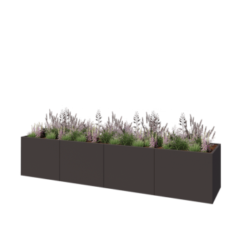 Stalen plantenbak XXL - Rechthoek - 400 x 80 x 80 cm - Andere RAL kleur - Met bodemplaat