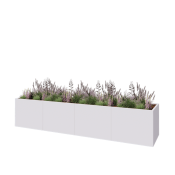 Stalen plantenbak XXL - Rechthoek - 400 x 80 x 80 cm - RAL9010 mat (wit) - Zonder bodemplaat