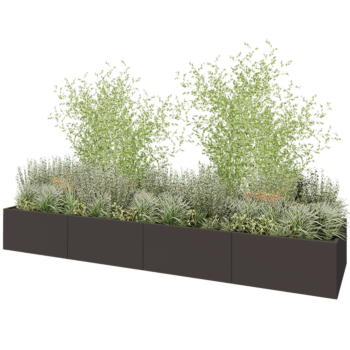 Stalen plantenbak XXL - Rechthoek - 480 x 120 x 60 cm - Andere RAL kleur - Met bodemplaat