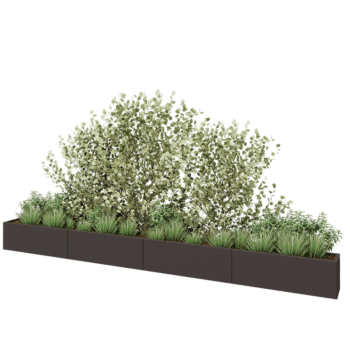 Stalen plantenbak XXL - Rechthoek - 480 x 30 x 40 cm - Andere RAL kleur - Met bodemplaat