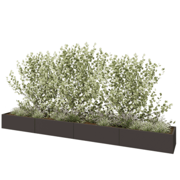 Stalen plantenbak XXL - Rechthoek - 480 x 60 x 40 cm - Andere RAL kleur - Met bodemplaat