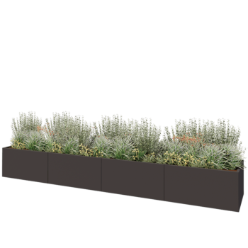 Stalen plantenbak XXL - Rechthoek - 480 x 80 x 60 cm - Andere RAL kleur - Met bodemplaat