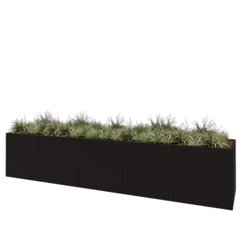 Stalen plantenbak XXL - Rechthoek - 500 x 100 x 100 cm - RAL9005 mat (zwart) - Zonder bodemplaat