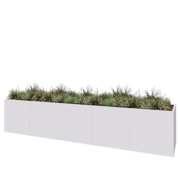 Stalen plantenbak XXL - Rechthoek - 500 x 100 x 100 cm - RAL9010 mat (wit) - Met bodemplaat