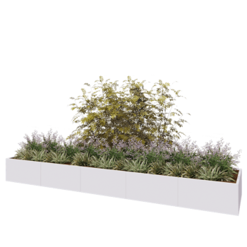 Stalen plantenbak XXL - Rechthoek - 500 x 100 x 50 cm - RAL9010 mat (wit) - Met bodemplaat