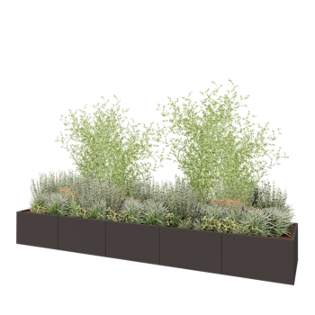 Stalen plantenbak XXL - Rechthoek - 500 x 100 x 60 cm - Andere RAL kleur - Zonder bodemplaat