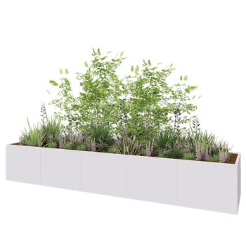 Stalen plantenbak XXL - Rechthoek - 500 x 100 x 80 cm - RAL9010 mat (wit) - Met bodemplaat