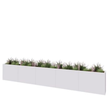 Stalen plantenbak XXL - Rechthoek - 500 x 40 x 80 cm - RAL9010 mat (wit) - Met bodemplaat