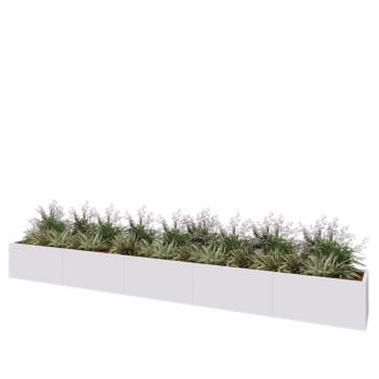 Stalen plantenbak XXL - Rechthoek - 500 x 50 x 50 cm - RAL9010 mat (wit) - Met bodemplaat