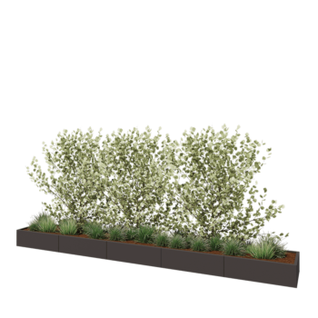 Stalen plantenbak XXL - Rechthoek - 500 x 60 x 30 cm - Andere RAL kleur - Met bodemplaat